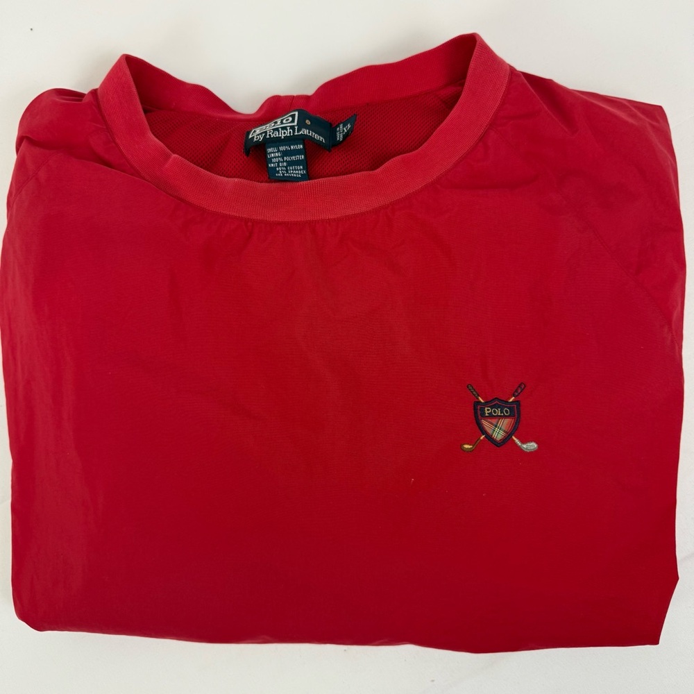 Vintage Polo Ralph‎ Lauren Windbreaker Pullover Golf Size XL Red Nylon Men’s